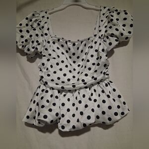 SHEIN White Blouse with Black Polka Dots